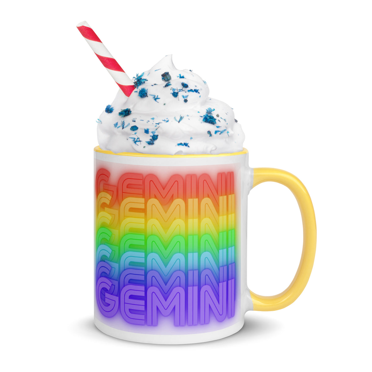 Gemini Rainbow - White Coffee Mug with Color Inside & Handle - 11 oz.
