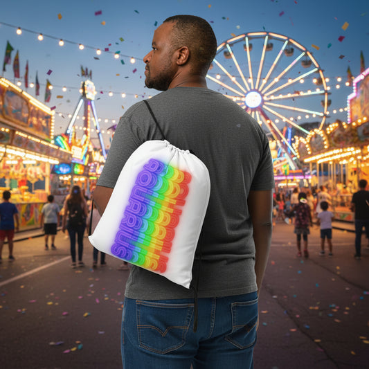 Aquarius Rainbow White Drawstring-Bag