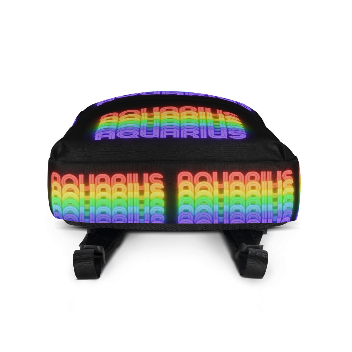 Aquarius Rainbow - Black Backpack (Bottom View)
