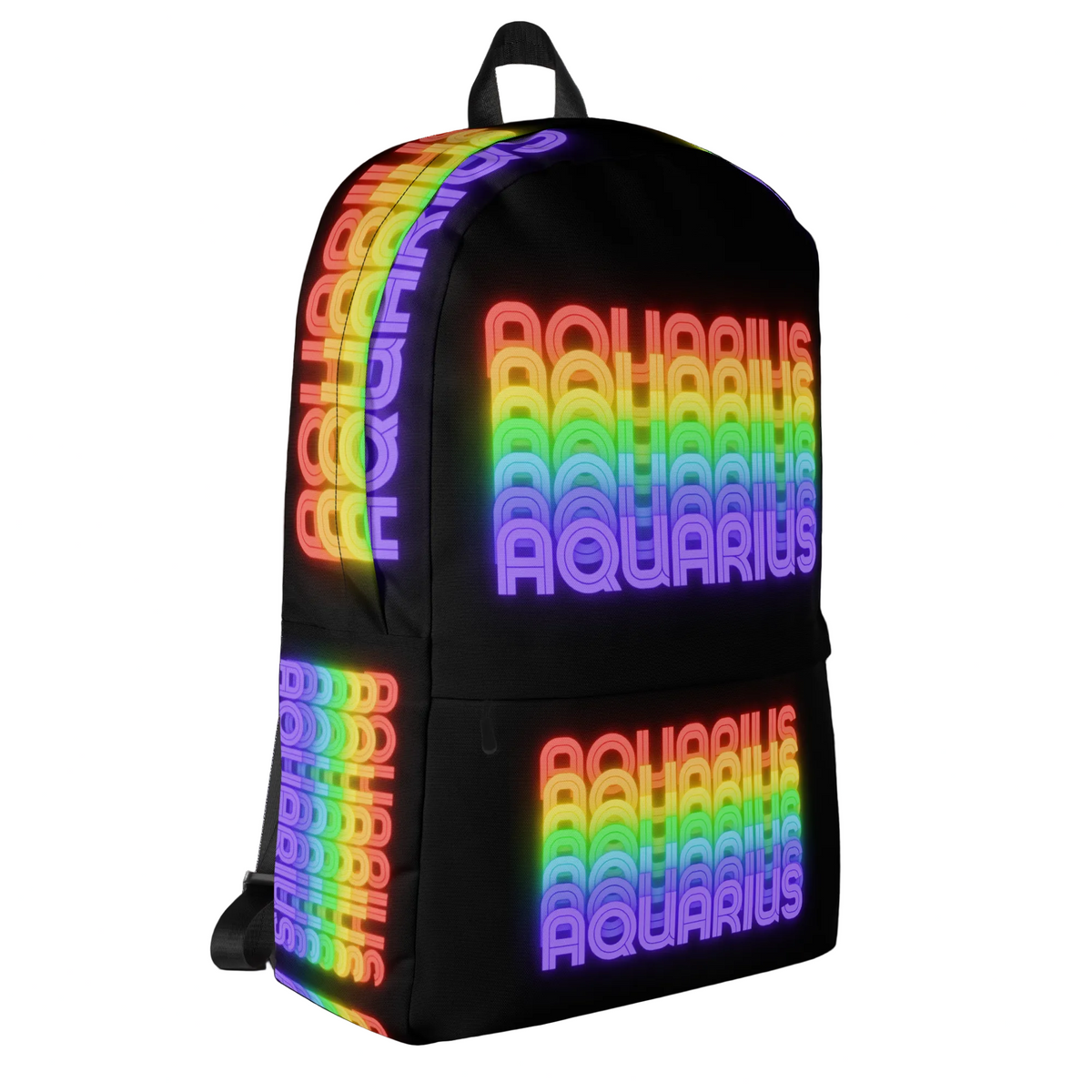 Aquarius Rainbow - Black Backpack (Side View)