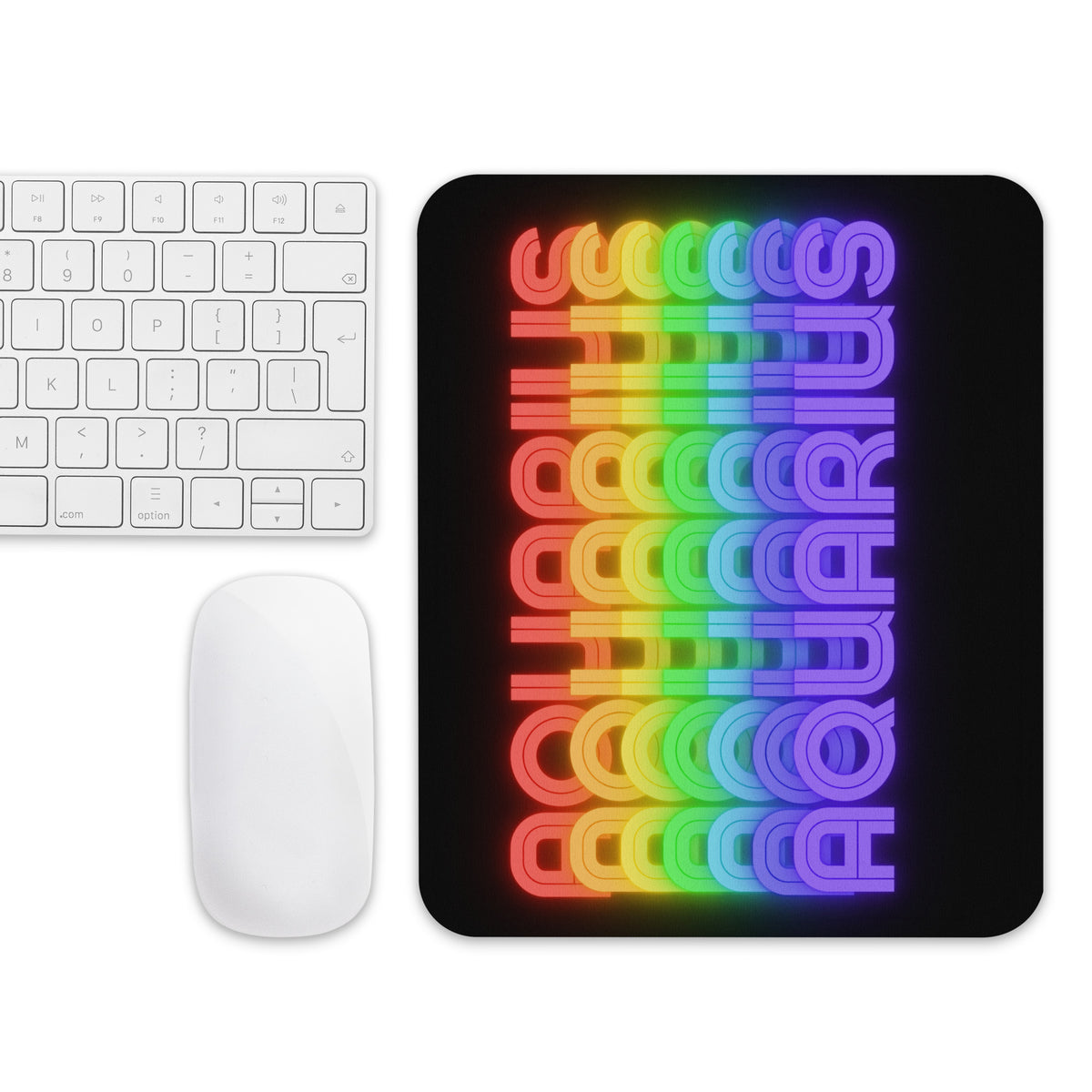 Aquarius Rainbow - Black Mouse-Pad (Keyboard and Mouse Not Included - For visual purposes only) 