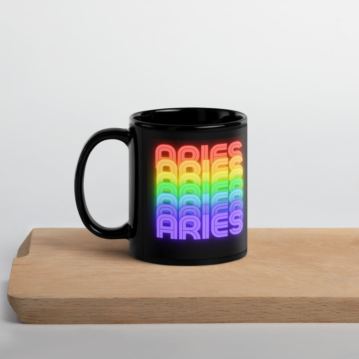 Aries Rainbow - Black-Glossy-Mug-11-oz-Left Handle View