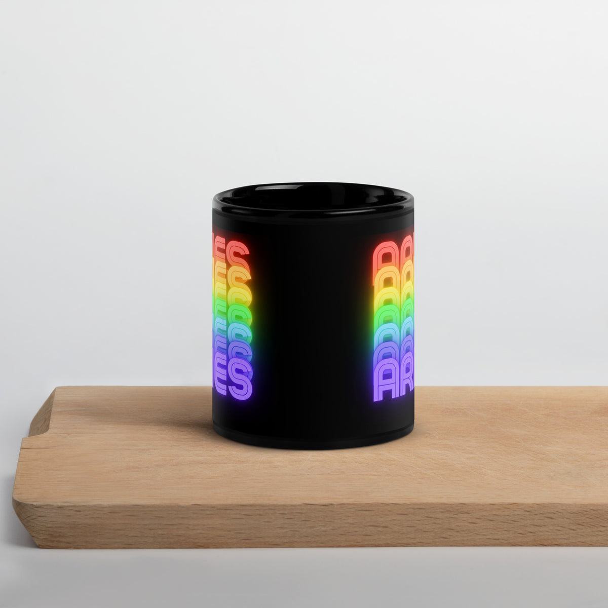 Aries Rainbow - Black-Glossy-Mug-11-oz-Side View