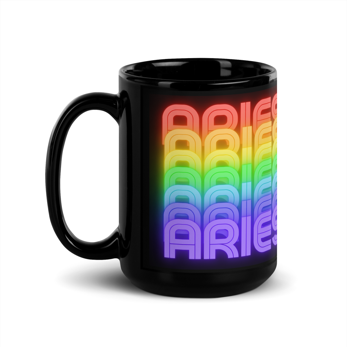 Aries Rainbow - Black-Glossy-Mug-15-oz-Left View