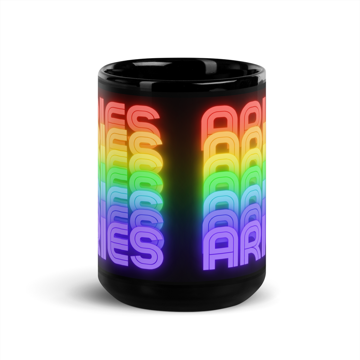 Aries Rainbow - Black-Glossy-Mug-15-oz-Side View
