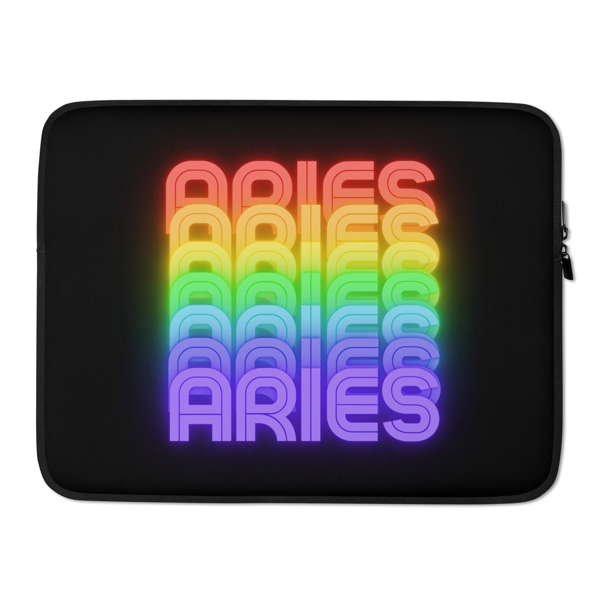 Aries Rainbow - Black Laptop-Sleeve-15"-Front View