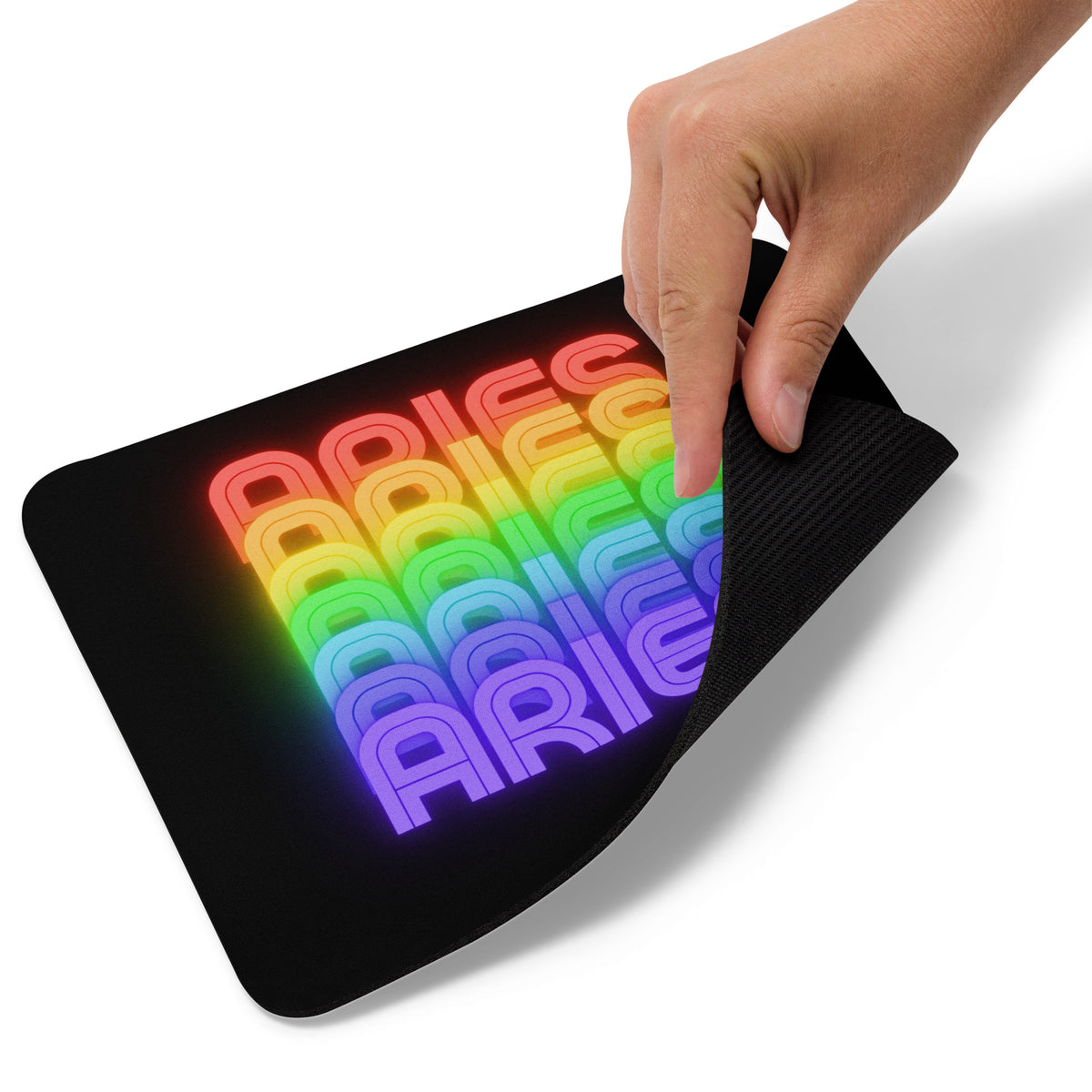 Aries Rainbow - Black Mouse-Pad