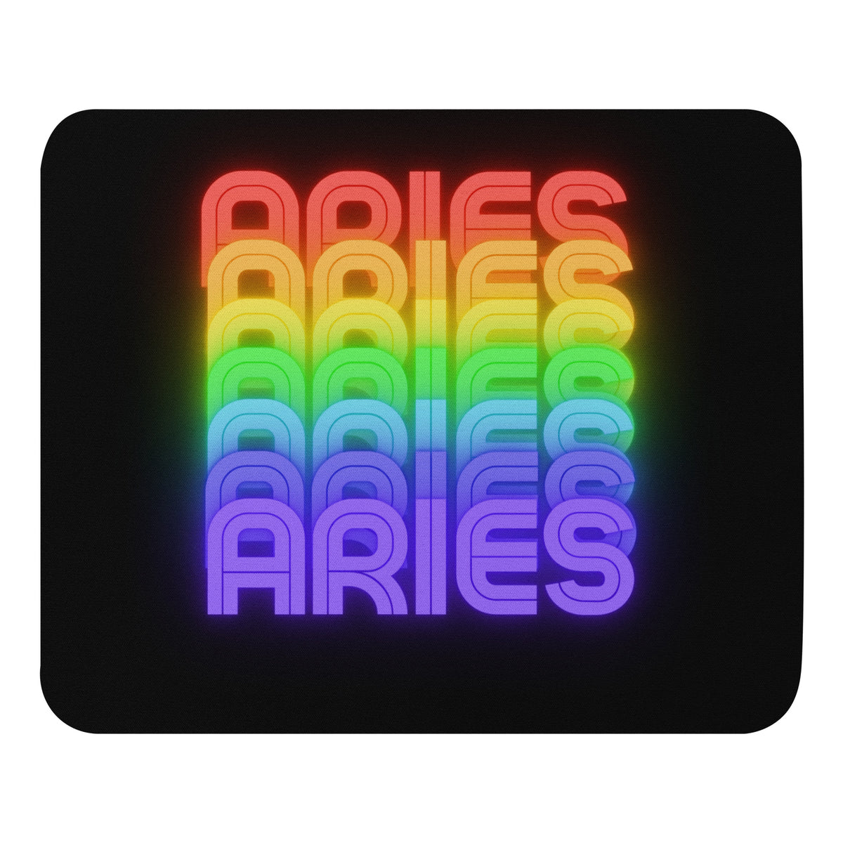 Aries Rainbow - Black Mouse-Pad (Another View)
