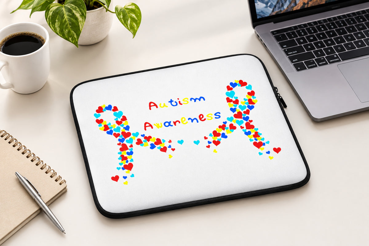 Autism Awareness White Laptop Sleeve - 13"