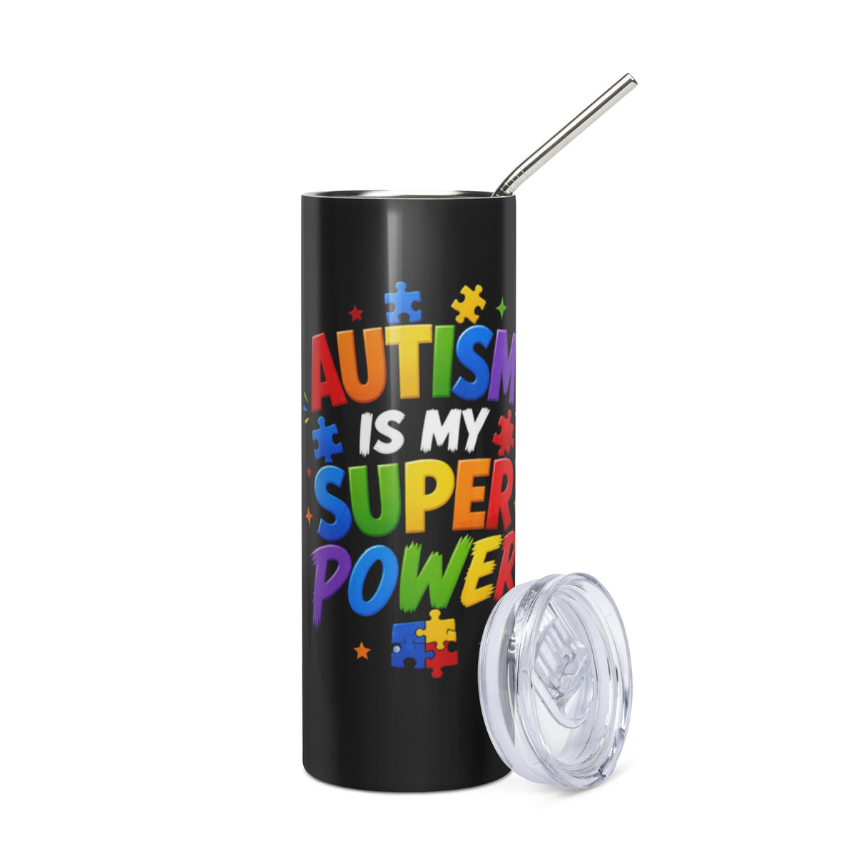 Autism is my SuperPower Black Stainless Steel Tumbler - Right View