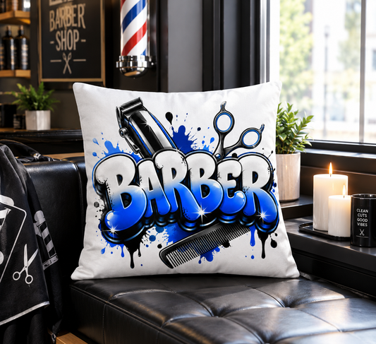 Barber Blue & White Ombre White Premium Decor Pillow 22 x 22 