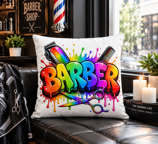 Barber Rainbow Premium Decor Pillow 22 x 22