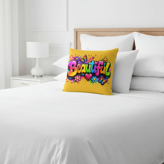 Beautiful in Rainbow Colors - Yellow Premium Decor Pillow 22 x 22