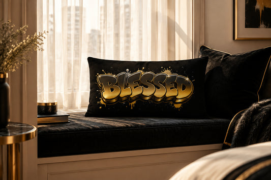 Black and Gold Ombre Black Premium Decor Pillow 20 x 12