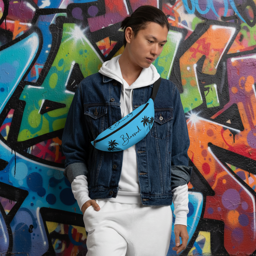 Blessed Deep Sky-Blue Fanny Pack