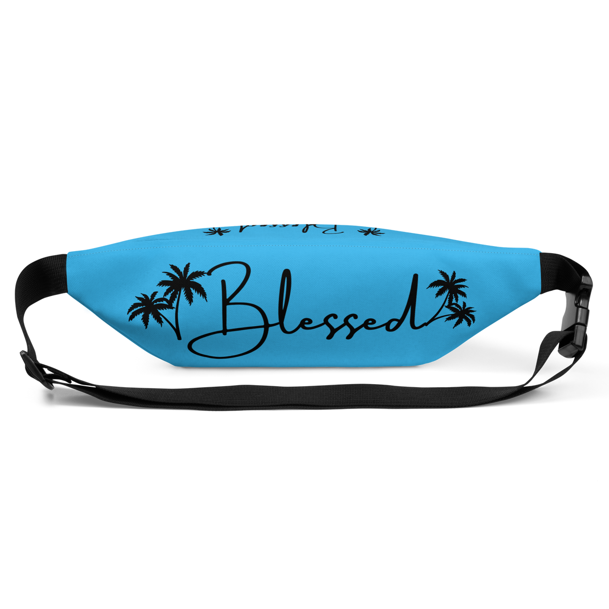 Blessed Deep Sky-Blue Fanny Pack (Back View)