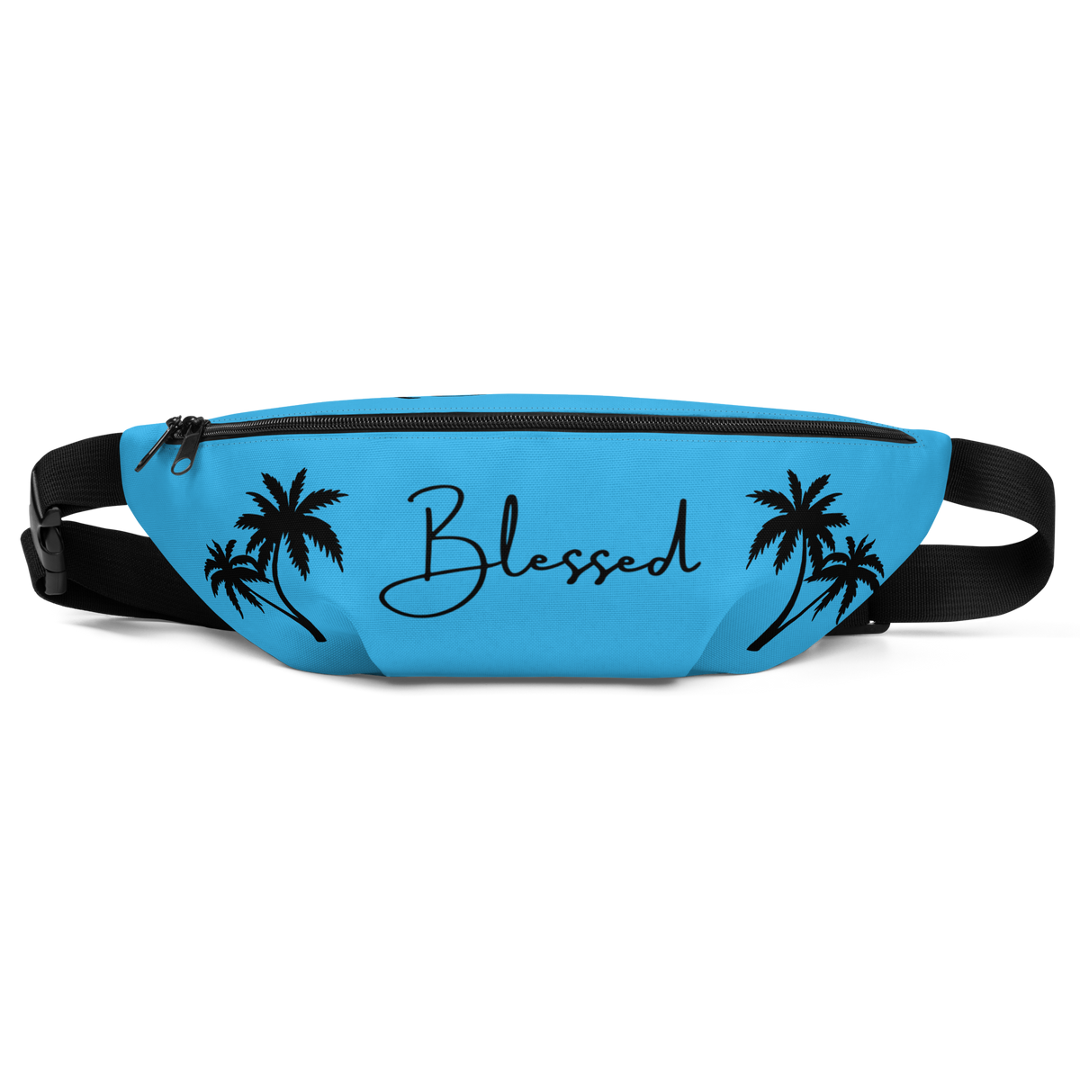 Blessed Deep Sky-Blue Fanny Pack (Front View)