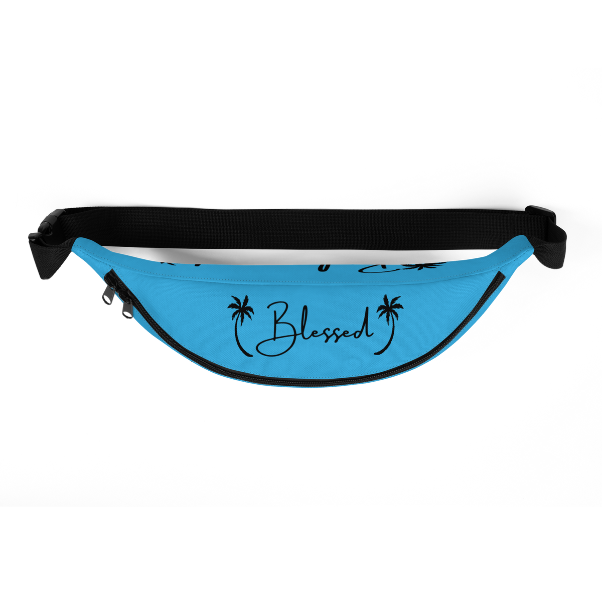 Blessed Deep Sky-Blue Fanny Pack (Top View)