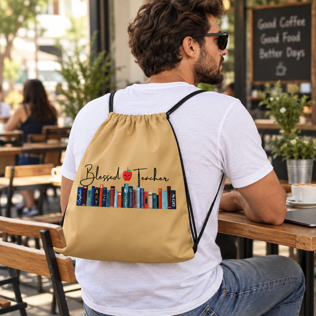 Blessed Teacher Fawn Drawstring Backpack