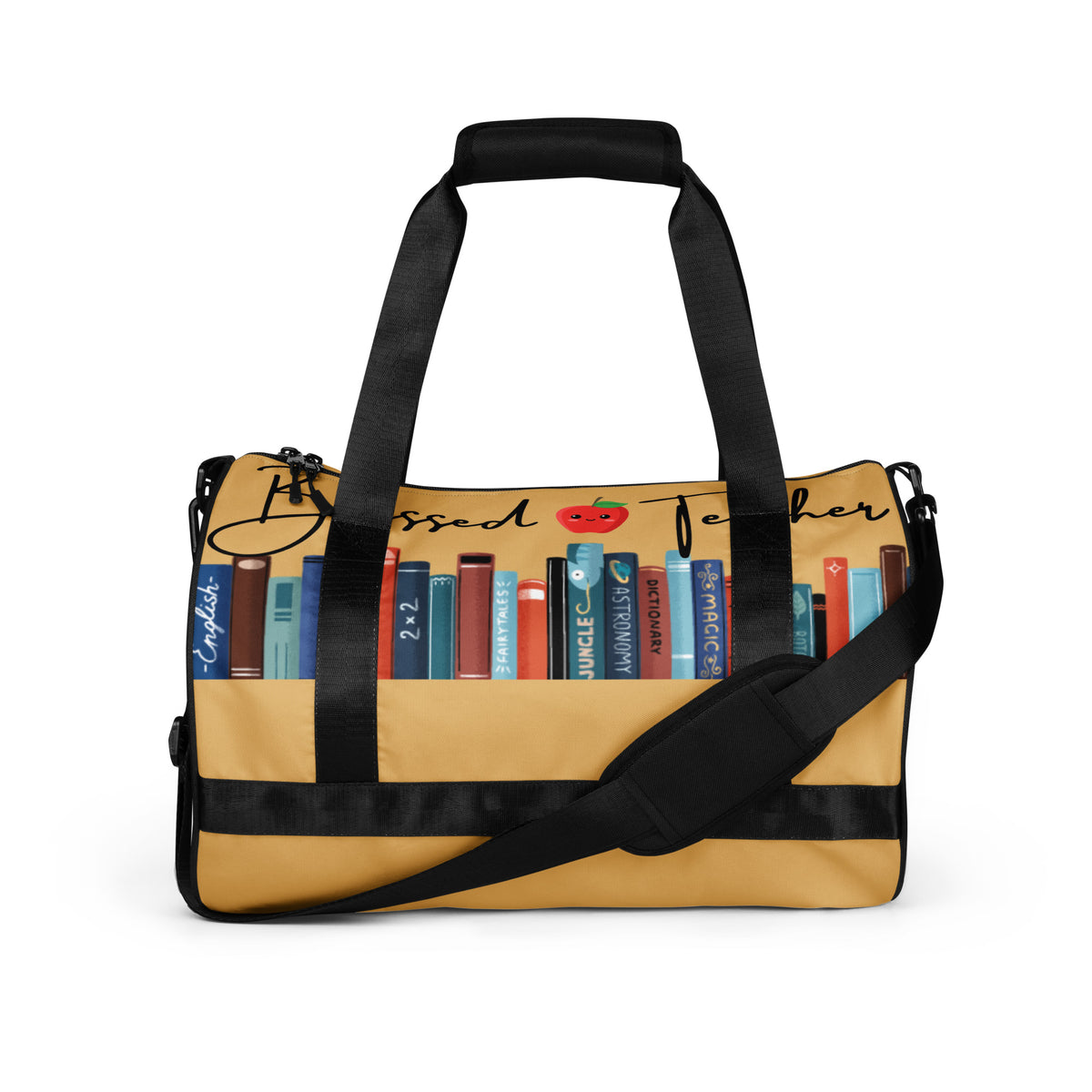 Blessed Teacher Fawn Gym Bag (Front View)