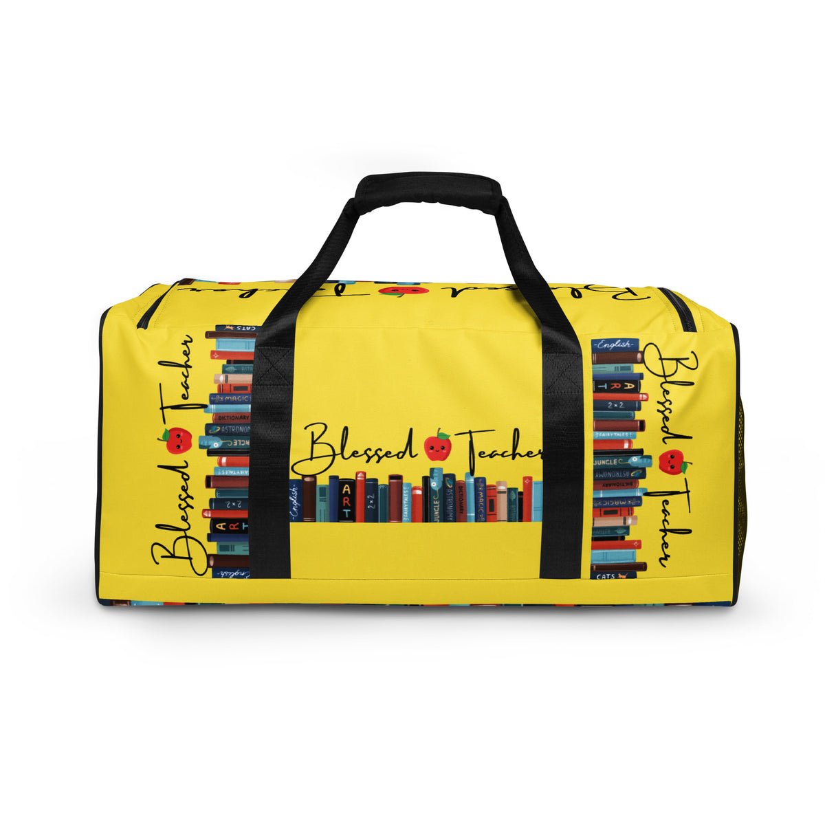 Blessed Teacher Paris Daisy Yellow Duffle Bag (Back View)