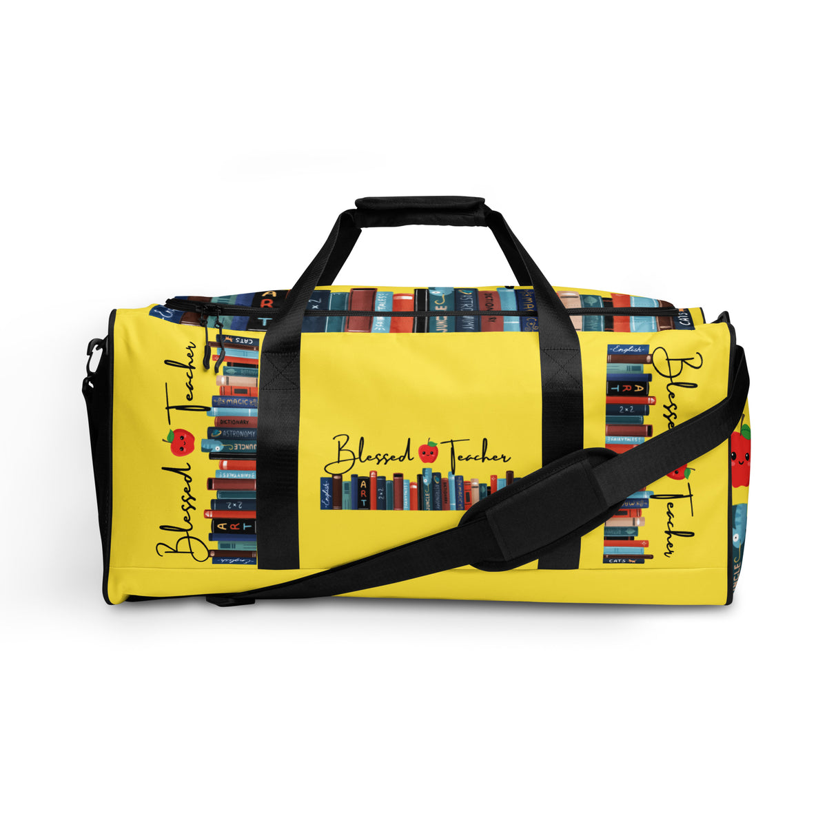 Blessed Teacher Paris Daisy Yellow Duffle Bag (Front View)