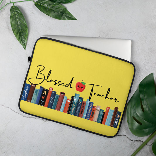 Blessed Teacher Paris Daisy Yellow Laptop Sleeve - 15"