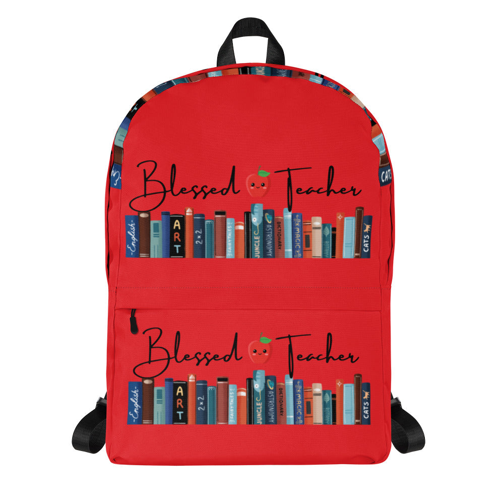 Blessed Teacher Red Backpack (Front View)