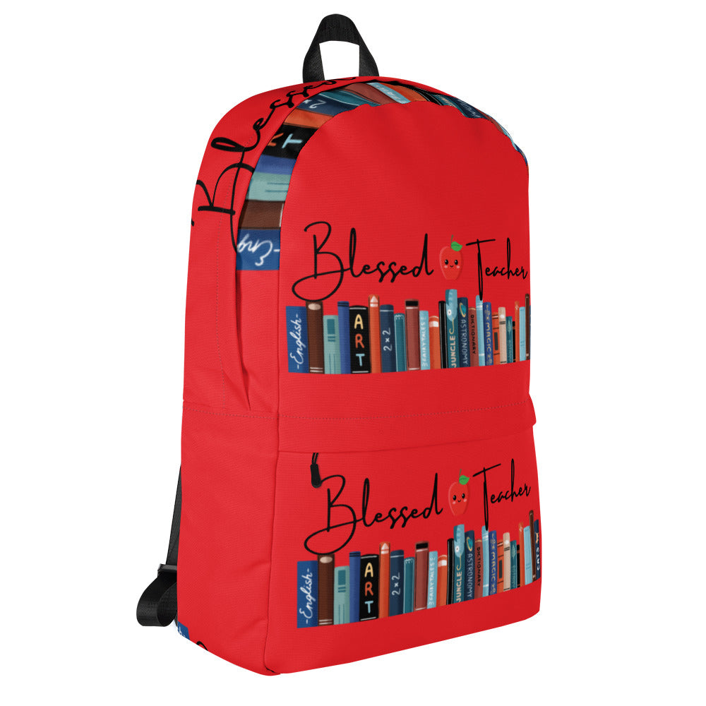 Blessed Teacher Red Backpack (Right Side View)