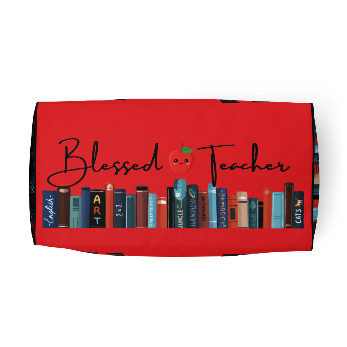 Blessed Teacher Red Duffle Bag (Bottom View)