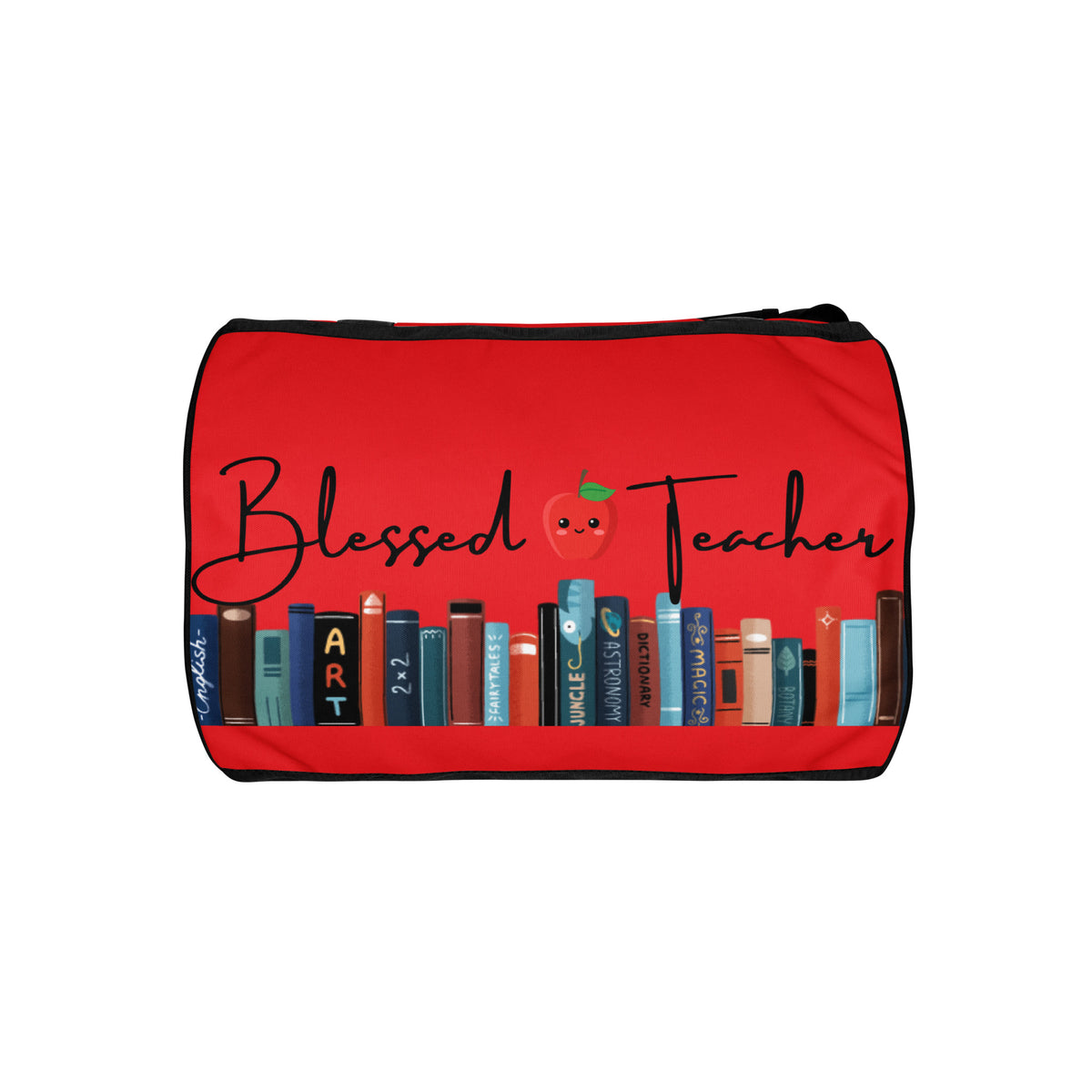 Blessed Teacher Red Gym Bag (Bottom View) 