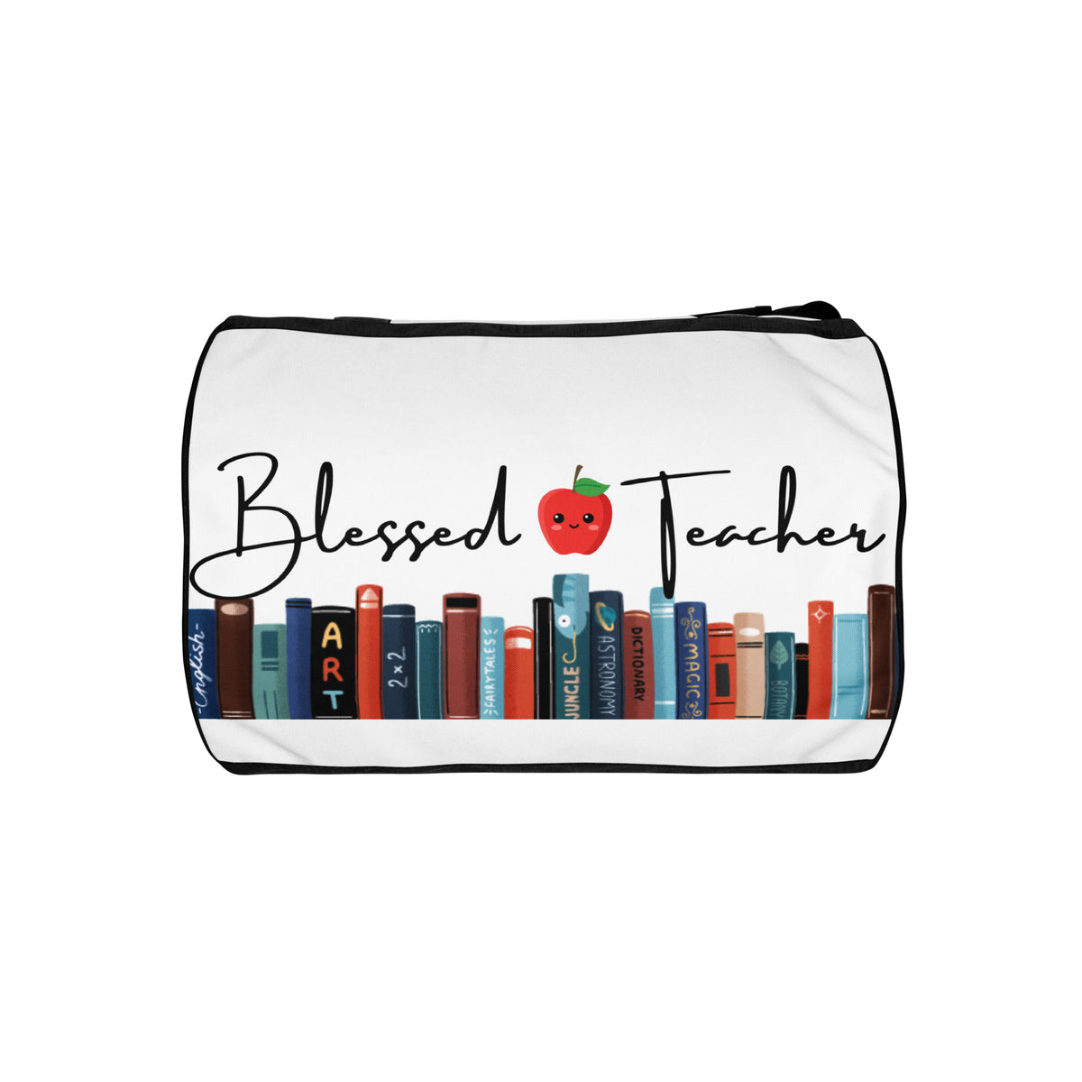 Blessed Teacher White Gym Bag (Bottom View)