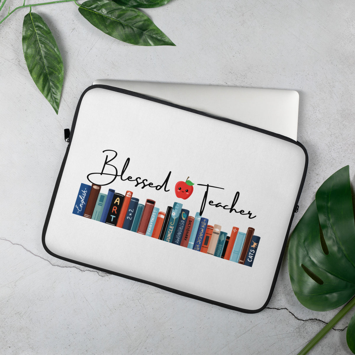 Blessed Teacher White Laptop Sleeve - 15"