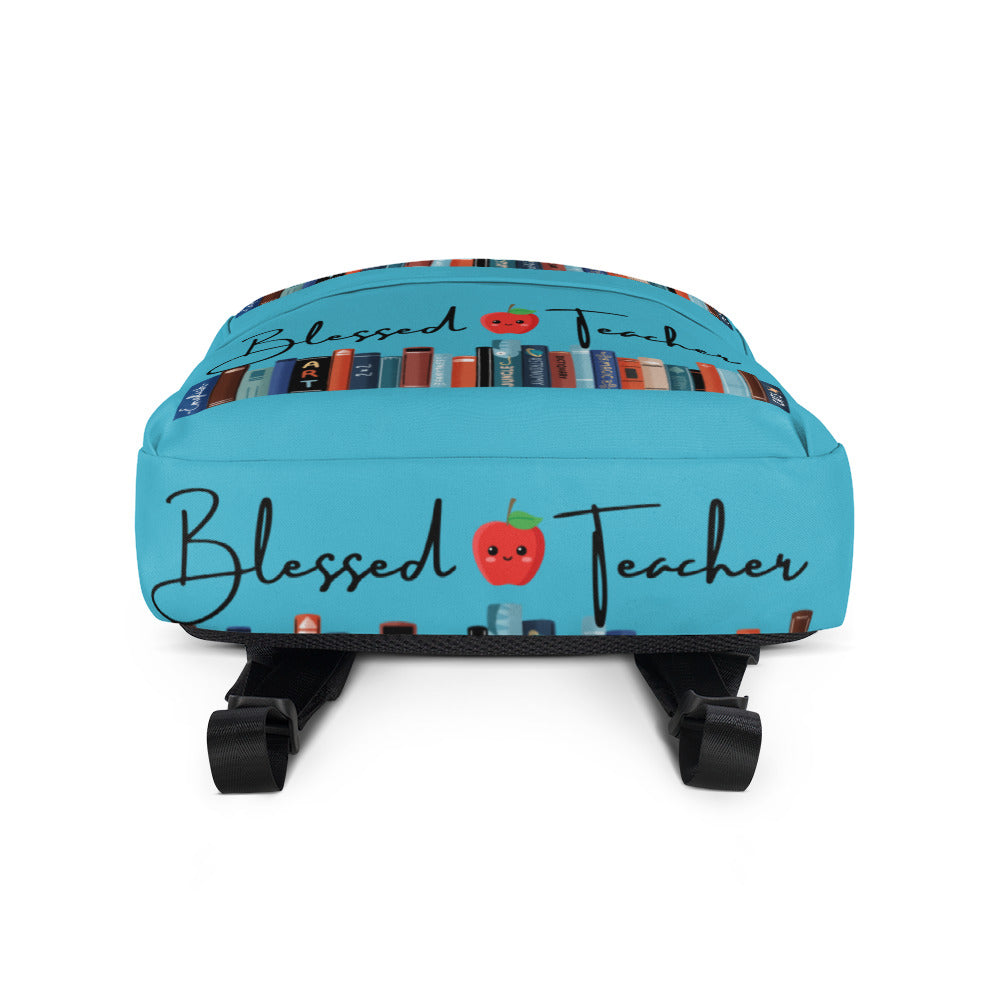 Blessed Techer Bright Summer Sky Blue Backpack (Bottom View)