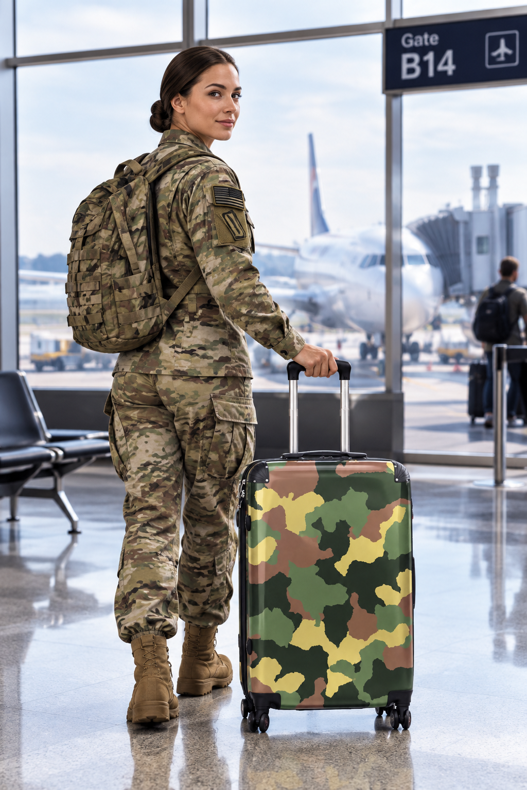 Camouflage suitcase-medium