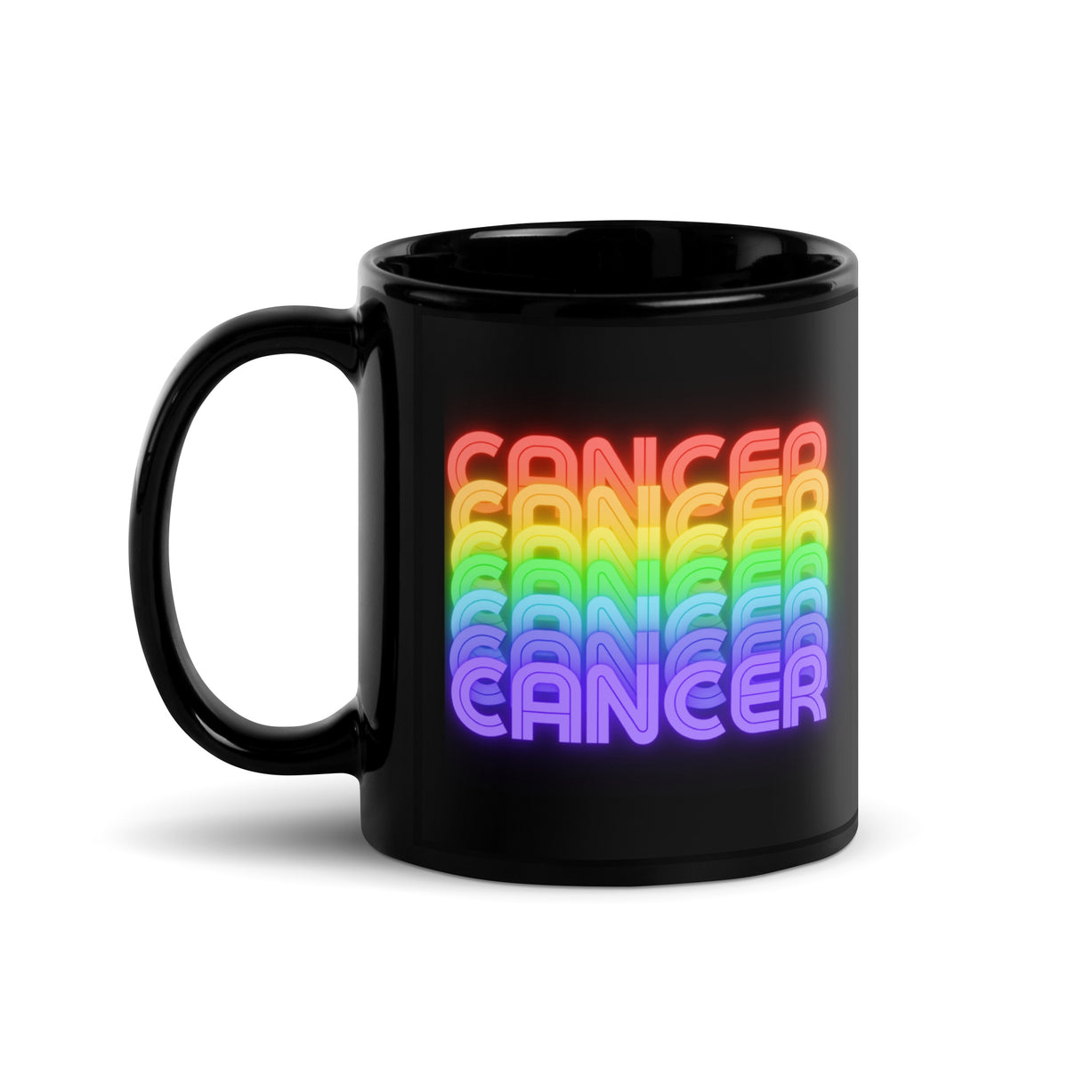 Cancer Rainbow - Black-Glossy-Mug-11-oz-Handle-on-Left View
