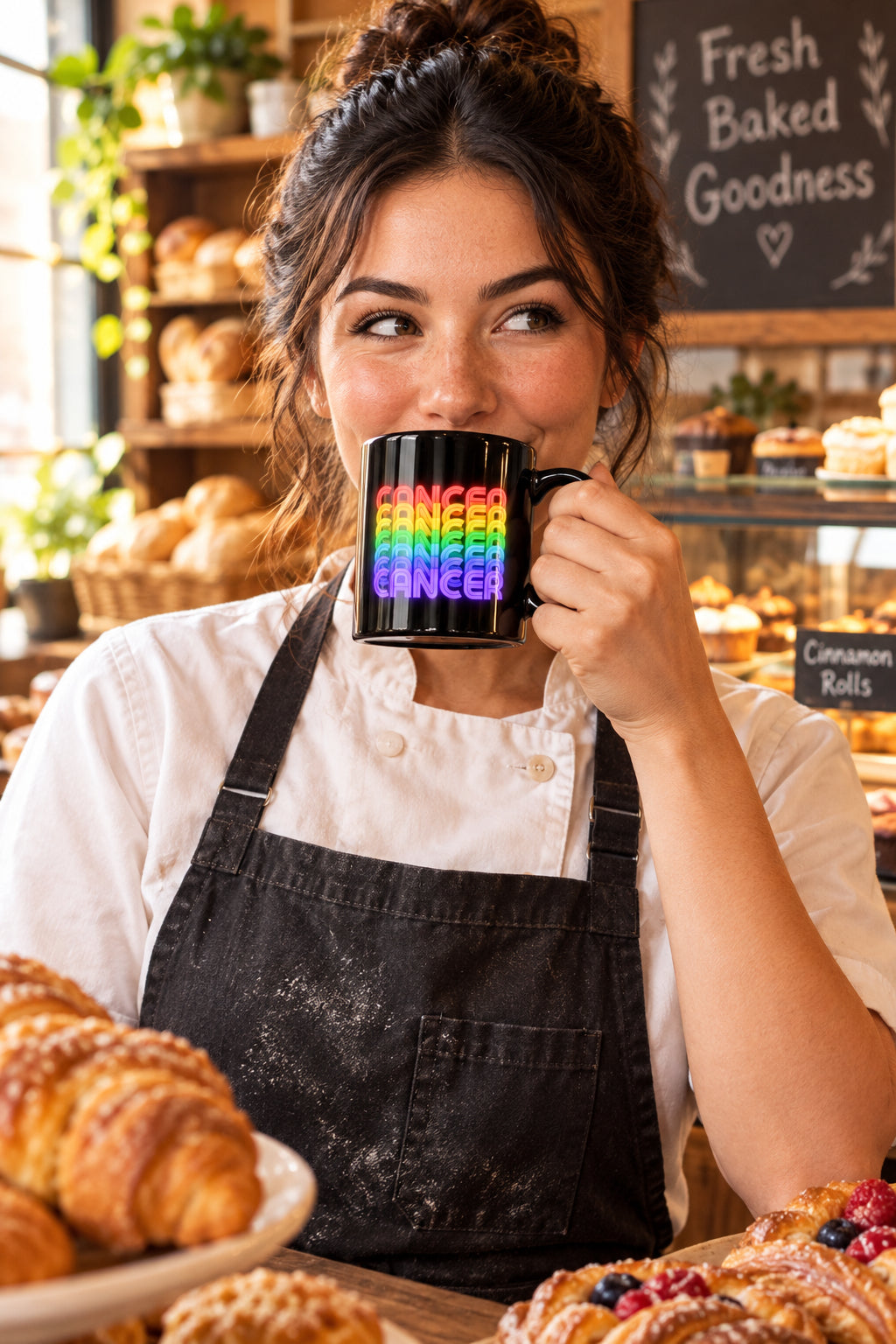 Cancer Rainbow - Black-Glossy-Mug-11-oz-Handle-on-Right View