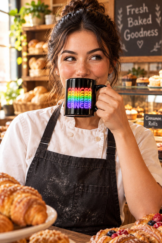 Cancer Rainbow - Black-Glossy-Mug-11-oz-Handle-on-Right View
