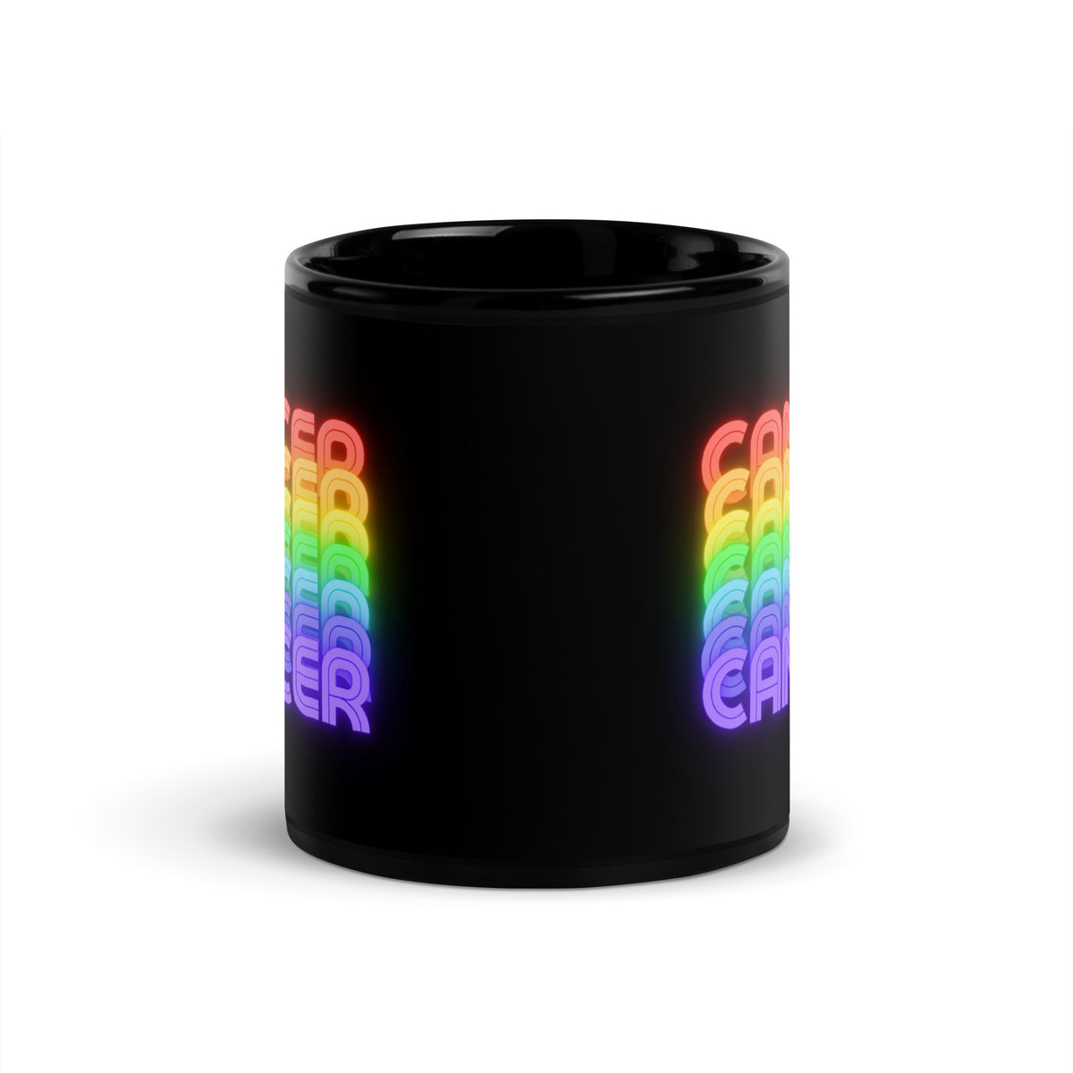 Cancer Rainbow - Black-Glossy-Mug-11-oz-Side View