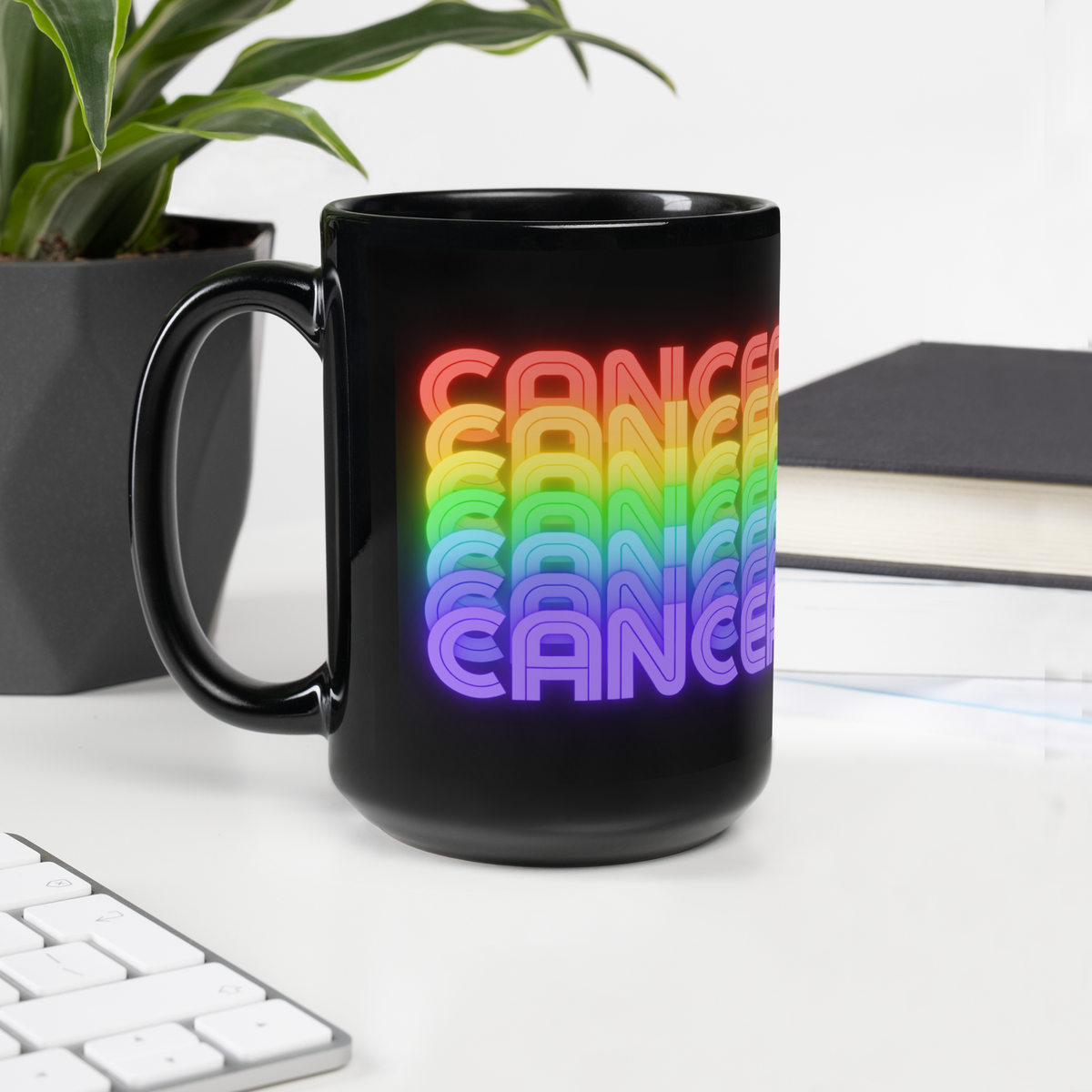 Cancer Rainbow - Black-Glossy - Mug -15-oz-Handle-on-Left View