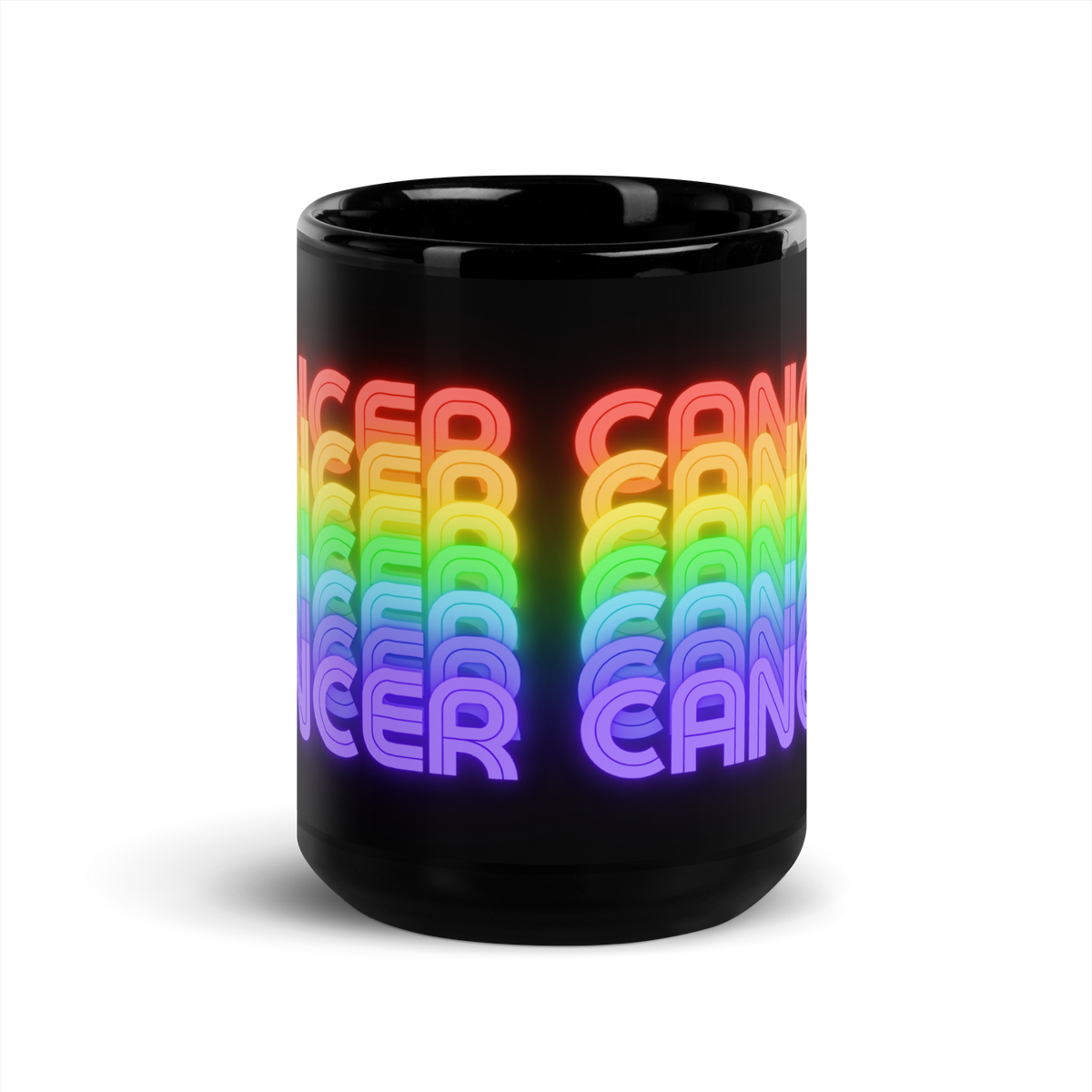 Cancer Rainbow - Black-Glossy - Mug-15-oz-Handle-on-Side View