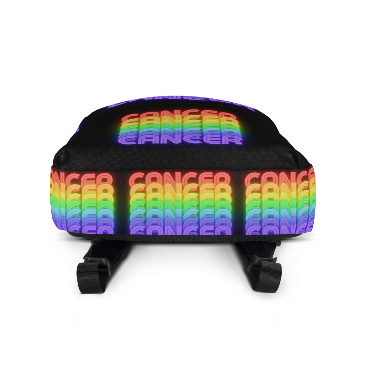 Cancer Rainbow - Black Backpack Bottom View 