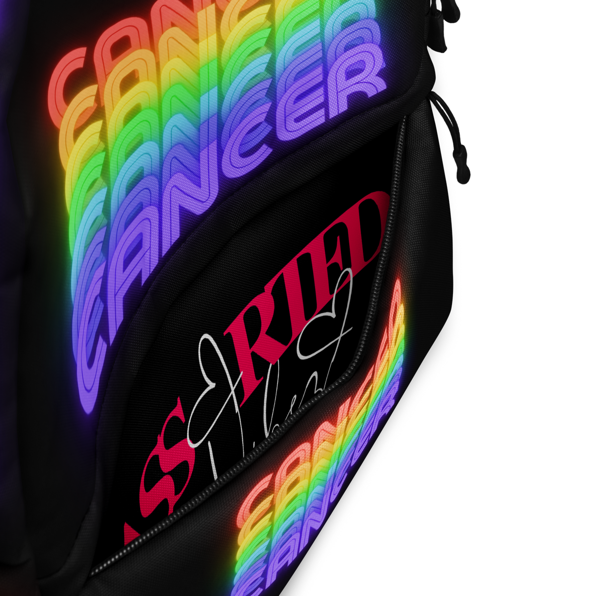 Cancer Rainbow - Black Backpack Inside Pocket View 