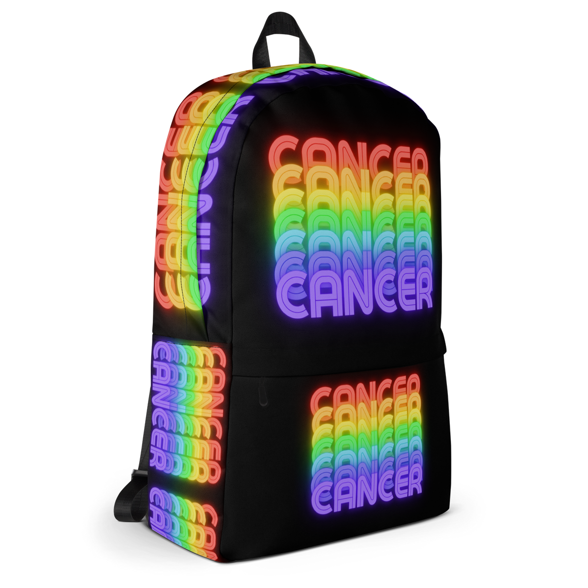 Cancer Rainbow - Black Backpack Side View 