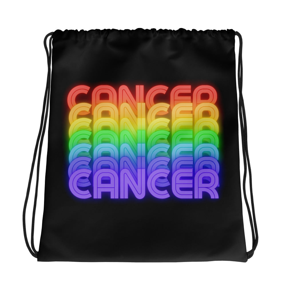 Cancer Rainbow - Black Drawstring Bag