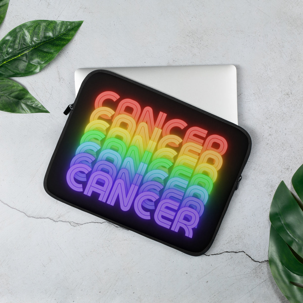 Cancer Rainbow - Black Laptop-Sleeve-13"-Front