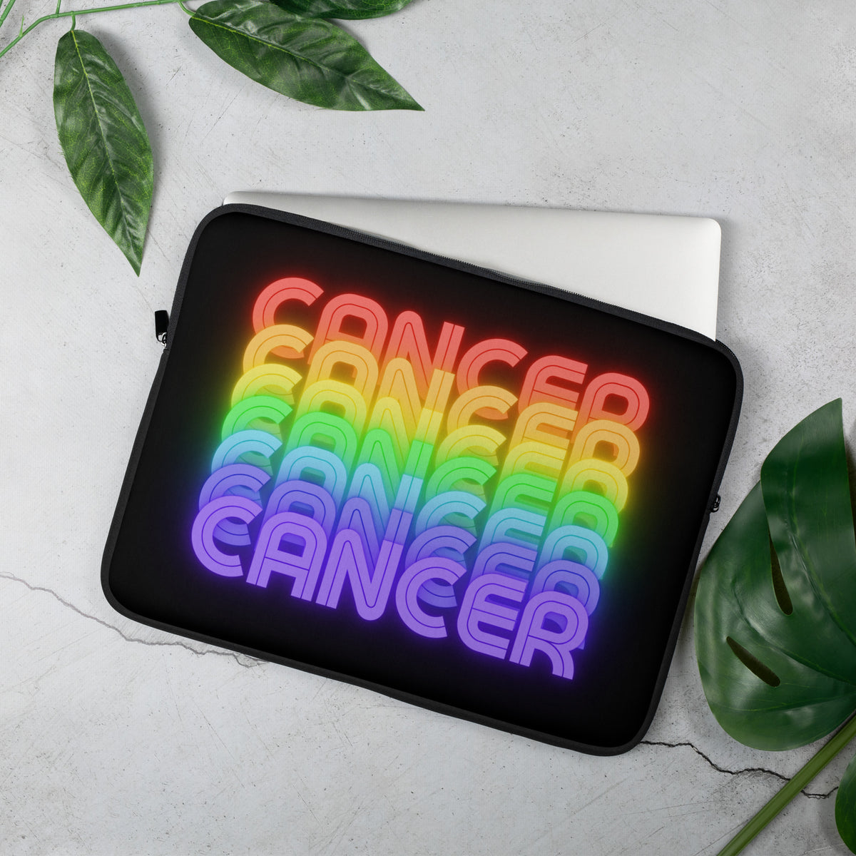 Cancer Rainbow - Black Laptop-Sleeve-15"-Front