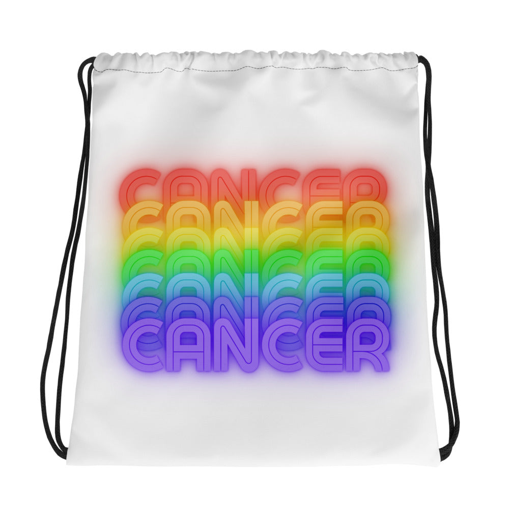 Cancer Rainbow - White Drawstring-Bag