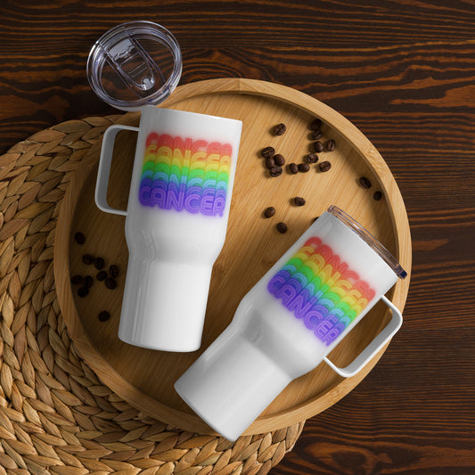 Cancer Rainbow - White Travel-Mug-With-a-Handle-25-oz