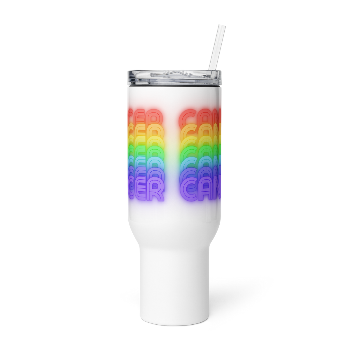 Cancer Rainbow - White Travel-Mug-With-a-Handle-40-oz (Side View)